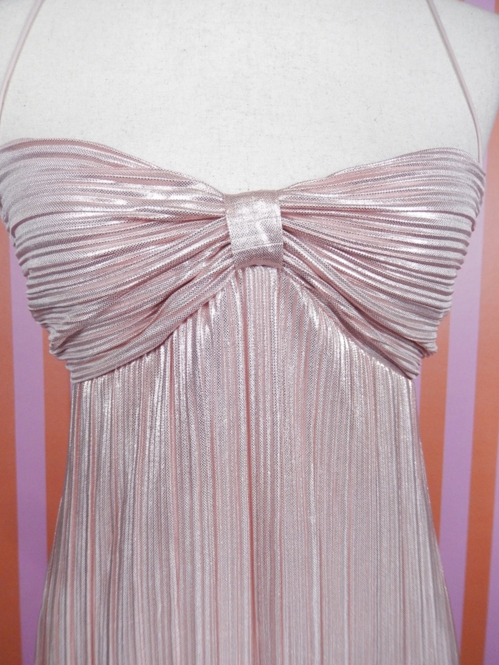 Lovers And Friends Light Metallic Pink Plisse Mya Formal Hoco Gown Dress New S - Picture 7 of 9